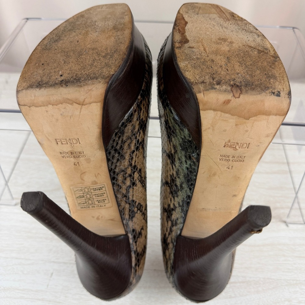 FENDI Fendista Python Stiletto Platform Heels|41|Snakeskin Baddie Mobwife Italy - Picture 7 of 9